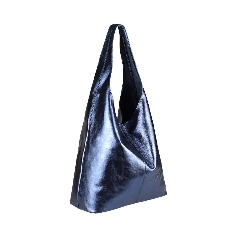 OBC MADE IN ITALY DAMEN LEDER TASCHE METALLIC Shopper Schultertasche Riesige Ersparnisse