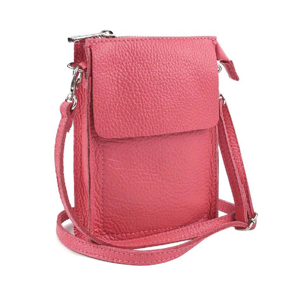 OBC Made in Italy Damen Leder Smartphone Tasche Schultertasche Handytasche Minibag Umhängetasche Geldtasche Ledertasche Crossbody Abendtasche Wochenangebot