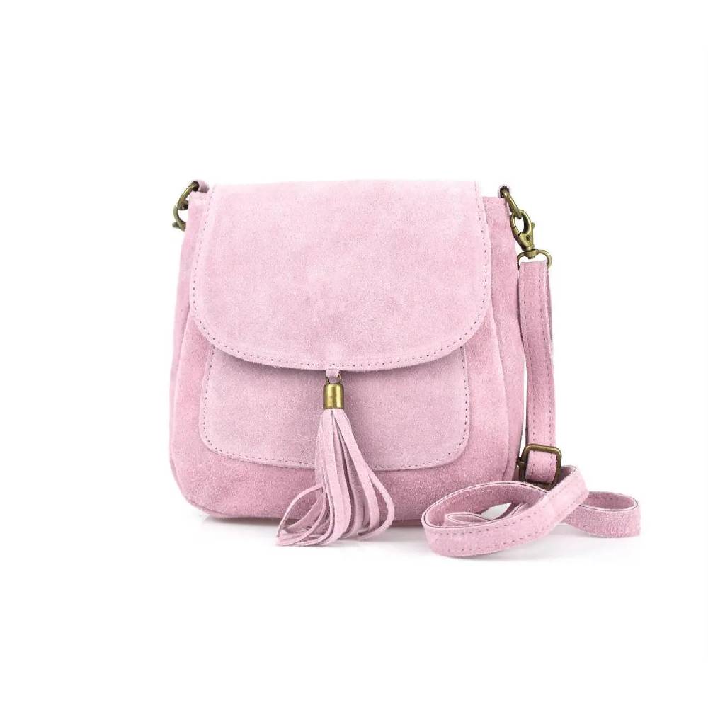 Made in Italy DAMEN LEDER TASCHE Messenger Bag Henkeltasche Wildleder Handtasche Umhängetasche Ledertasche Schultertasche Beuteltasche Fransen Cross-Over Begrenzte Freigabe