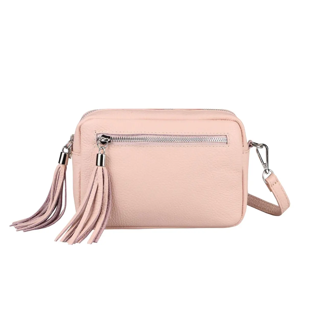 OBC Made in Italy DAMEN LEDER TASCHE Umhängetasche Schultertasche Beuteltasche Cross-Over Cross Bag Glattleder Schmucktasche Fransen Ledertasche Nur für heute