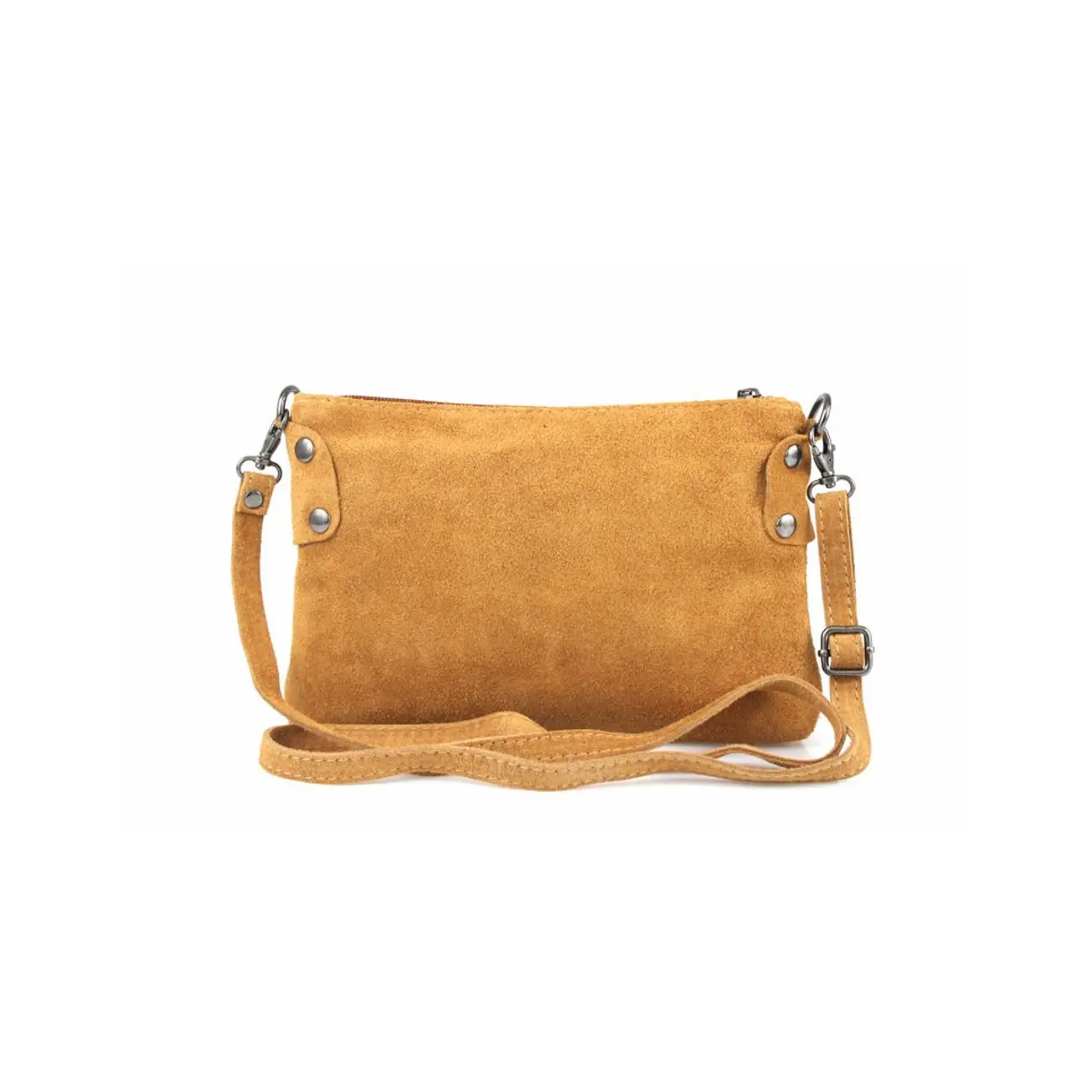 Made in Italy DAMEN LEDER Clutch TASCHE Wildleder Handtasche Umhängetasche Ledertasche Schultertasche Beuteltasche Fransen Cross-Over Nur noch ein Tag übrig