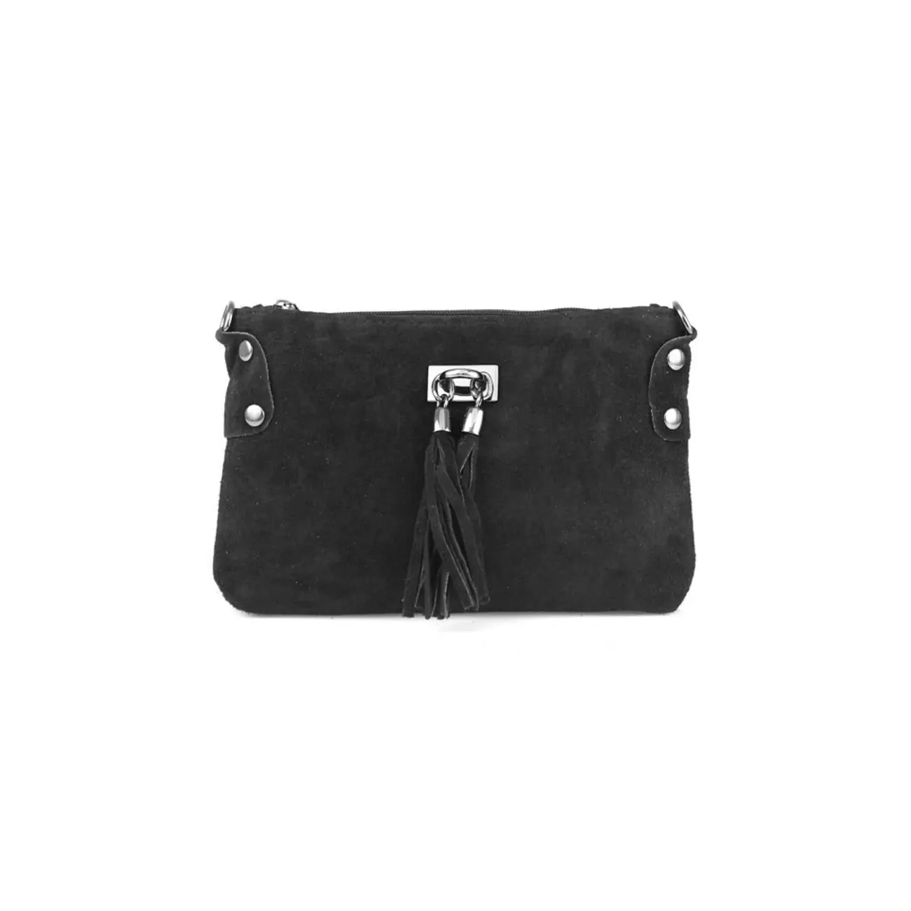 Made in Italy DAMEN LEDER Clutch TASCHE Wildleder Handtasche Umhängetasche Ledertasche Schultertasche Beuteltasche Fransen Cross-Over Nur noch ein Tag übrig