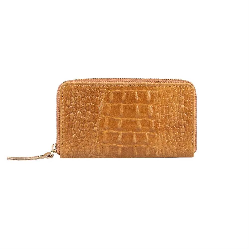 Made in Italy Damen Leder Geldbörse Kroko Wallet Portemonnaie Portafoglio Brieftasche Börse Geldbeutel Ledertasche Kreditkartenetui Riesige Rabatte