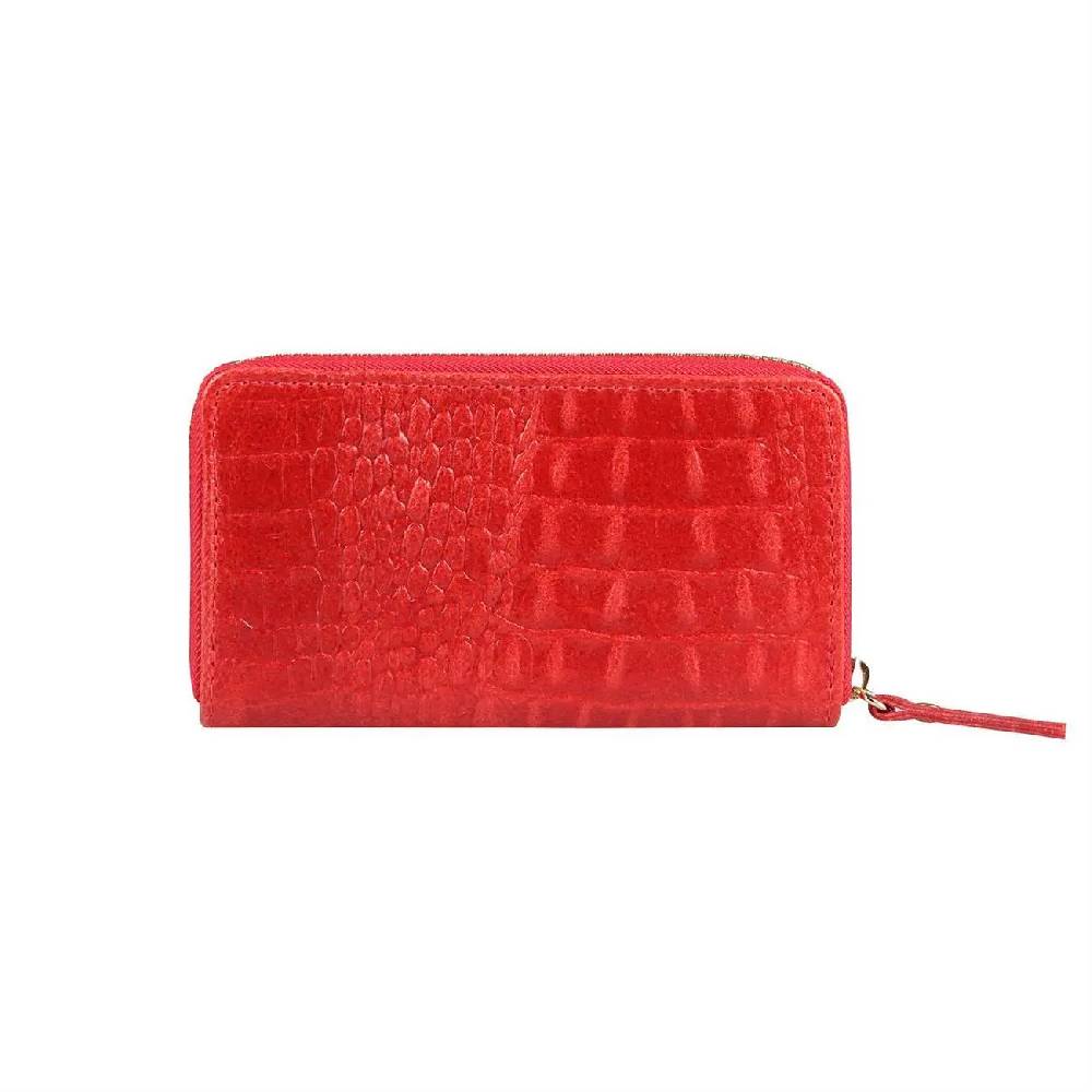 Made in Italy Damen Leder Geldbörse Kroko Wallet Portemonnaie Portafoglio Brieftasche Börse Geldbeutel Ledertasche Kreditkartenetui Riesige Rabatte