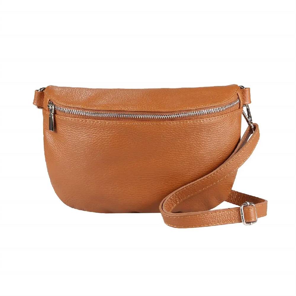 Made in Italy Damen Leder Tasche Gürteltasche Crossbody Hüfttasche Bauchtasche Umhängetasche Cross-Over Bodybag Schultertasche Handytasche Schminktasche Kosmetiktasche OBC 1054 Speichern exportieren