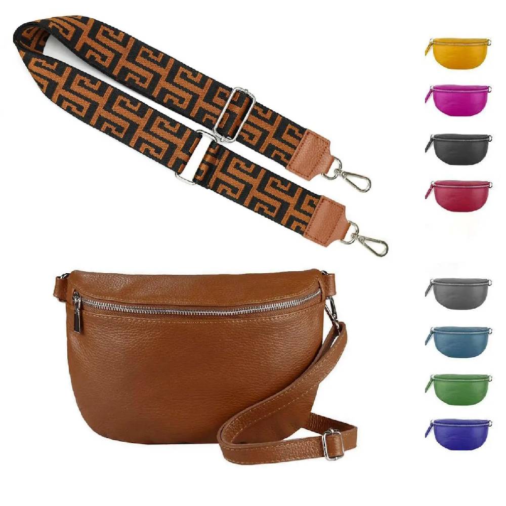 Made in Italy OBC DAMEN SET Gürteltasche + Schultergurt LEDER Crossbody Hüfttasche Bauchtasche Umhängetasche Brusttasche CrossOver Bodybag Schultertasche Handytasche Tasche Black Friday Preise