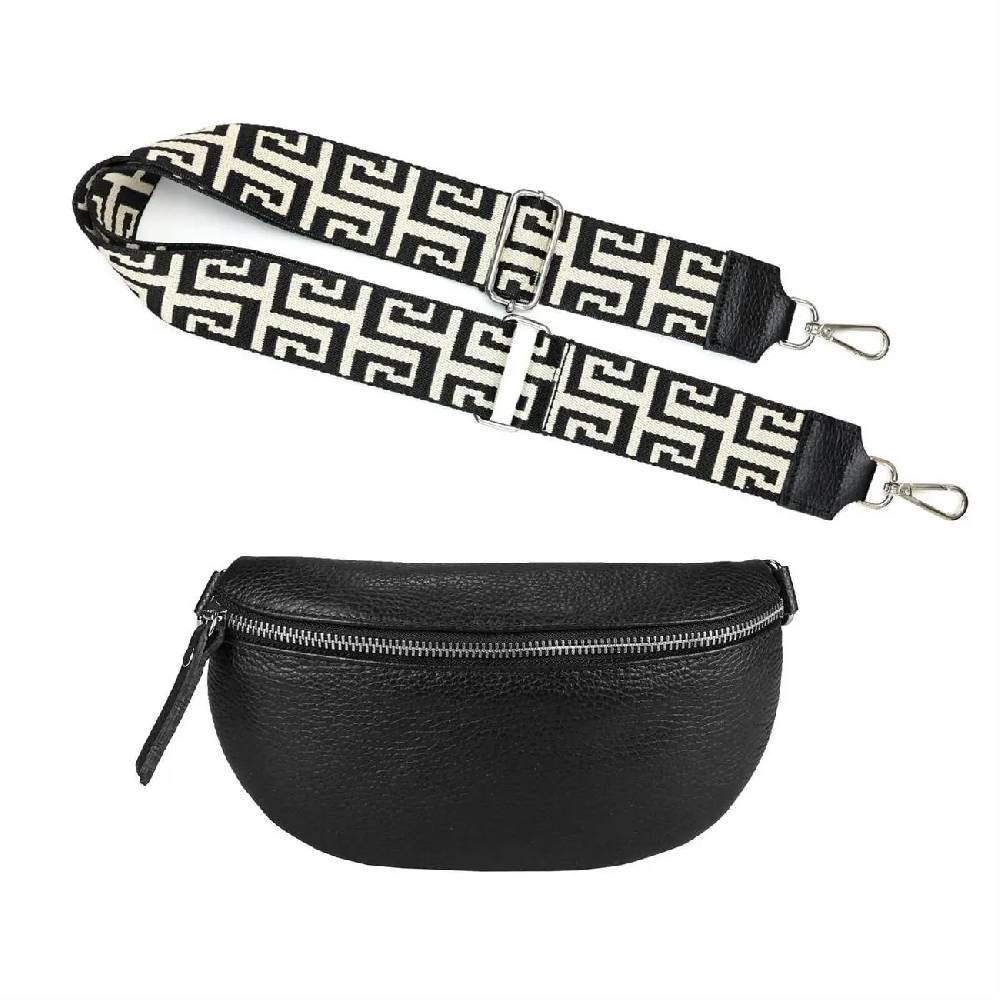Made in Italy OBC DAMEN SET Gürteltasche + Schultergurt LEDER Crossbody Hüfttasche Bauchtasche Umhängetasche Brusttasche CrossOver Bodybag Schultertasche Handytasche Tasche Black Friday Preise