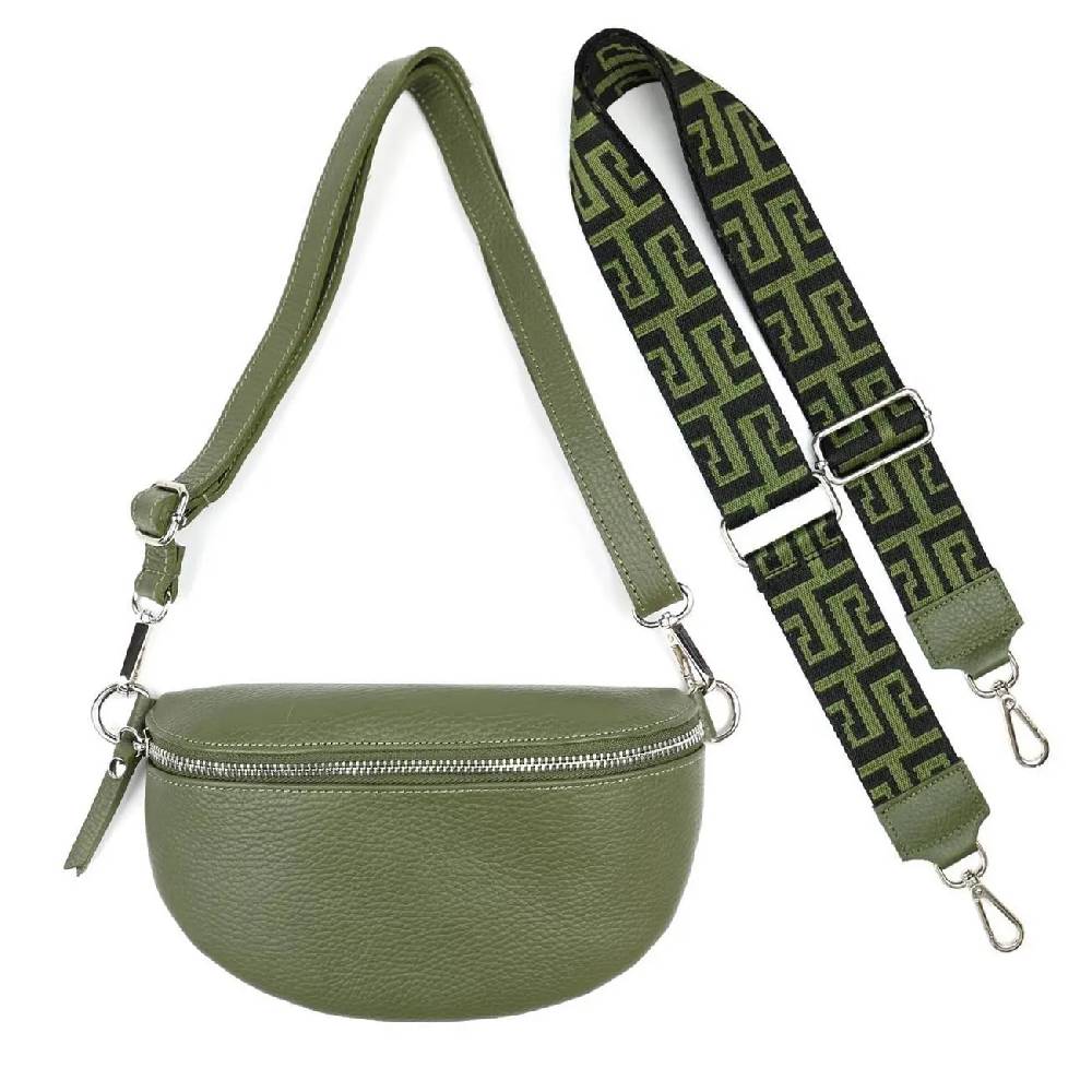 Made in Italy OBC DAMEN SET Gürteltasche + Schultergurt LEDER Crossbody Hüfttasche Bauchtasche Umhängetasche Brusttasche CrossOver Bodybag Schultertasche Handytasche Tasche Black Friday Preise
