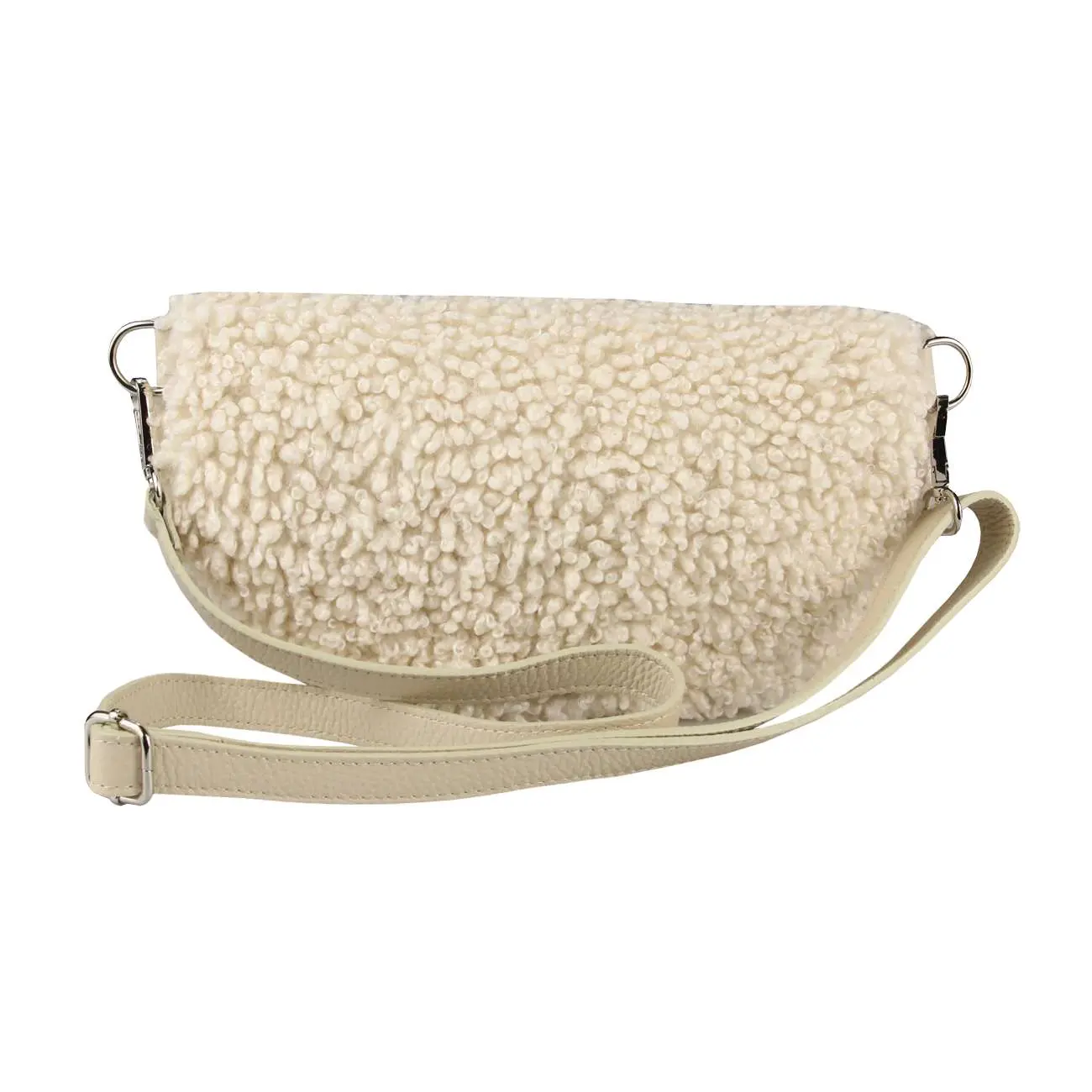 OBC Made in Italy Damen Teddyfell Tasche Leder Jeans Plüsch Bauchtasche Hüfttasche Schultertasche Bodybag Umhängetasche Crossbody Teddyplüsch Handytasche Crossbag Gürteltasche Rabatte dieses Monats