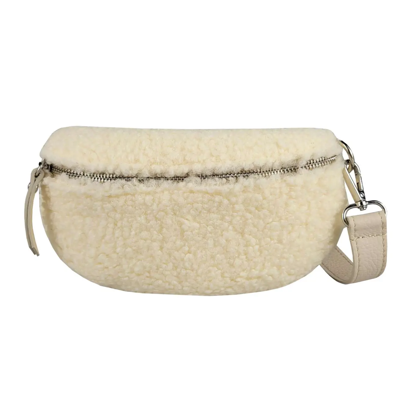 Made in Italy DAMEN LEDER Gürteltasche Crossbody Teddyfell Bauchtasche Hüfttasche Kunstfell Umhängetasche Brusttasche CrossOver Bodybag Schultertasche Teddy Pelz Fell Plüsch Meist gekauft