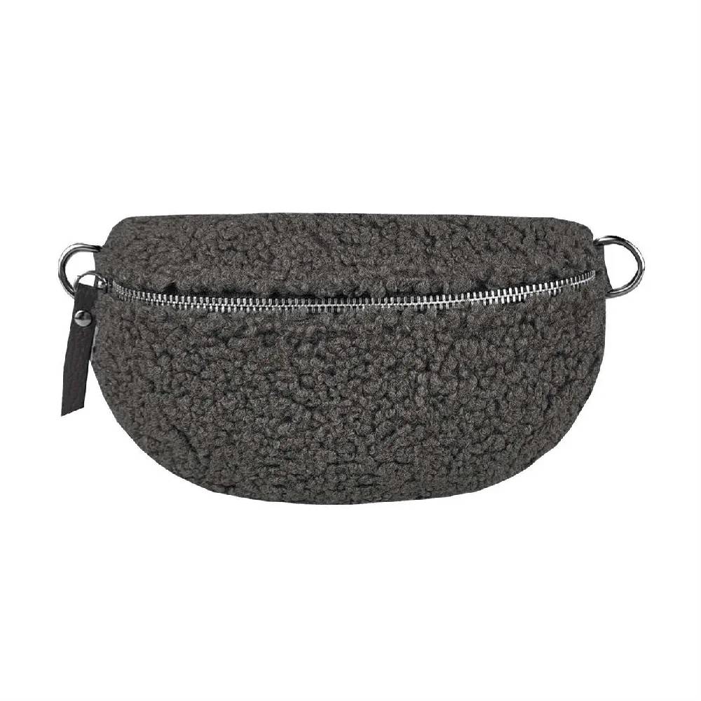 Made in Italy DAMEN LEDER Gürteltasche Crossbody Teddyfell Bauchtasche Hüfttasche Kunstfell Umhängetasche Brusttasche CrossOver Bodybag Schultertasche Teddy Pelz Fell Plüsch Meist gekauft