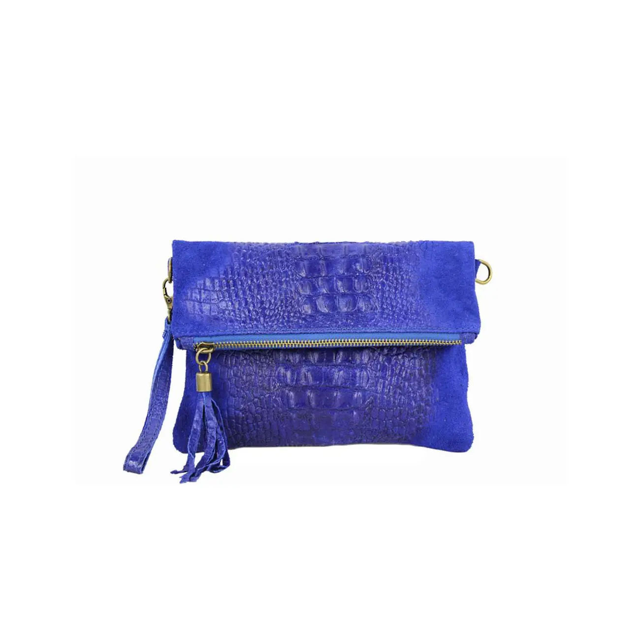 OBC Made in Italy DAMEN echt LEDER Clutch TASCHE Kroko Wildleder Handtasche Umhängetasche Ledertasche Schultertasche Fransen Cross-Over Fabrik Onlineshop