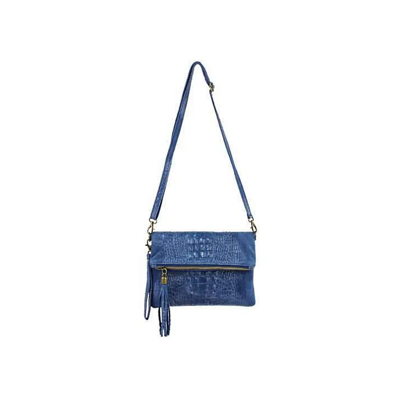 OBC Made in Italy DAMEN echt LEDER Clutch TASCHE Kroko Wildleder Handtasche Umhängetasche Ledertasche Schultertasche Fransen Cross-Over Fabrik Onlineshop