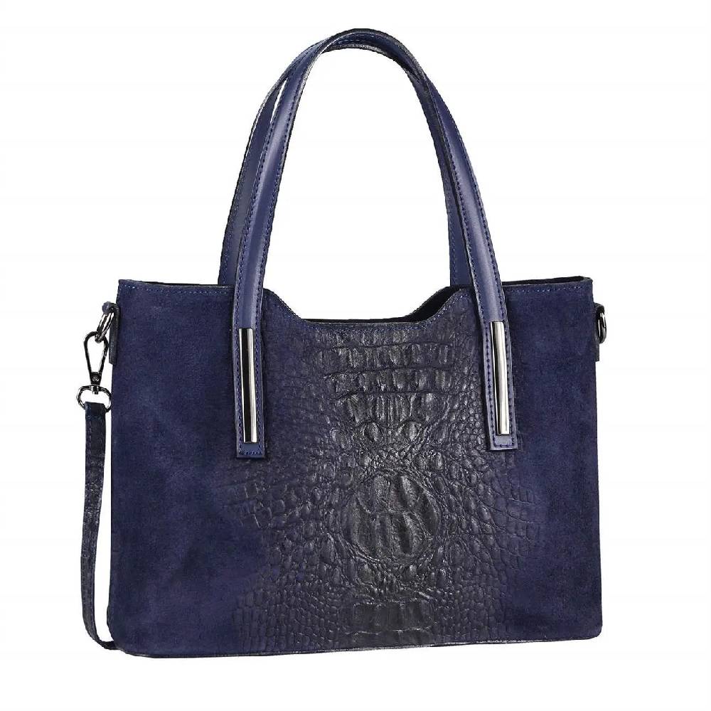OBC MADE IN ITALY DAMEN Echt LEDER TASCHE KROKO-Prägung Business Shopper Wildleder Schultertasche Handtasche Ledertasche Umhängetasche Fabrikpreis