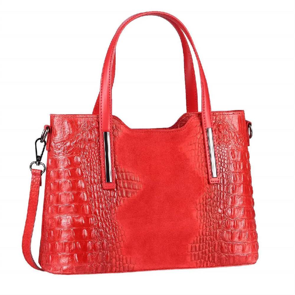 OBC MADE IN ITALY DAMEN Echt LEDER TASCHE KROKO-Prägung Business Shopper Wildleder Schultertasche Handtasche Ledertasche Umhängetasche Fabrikpreis