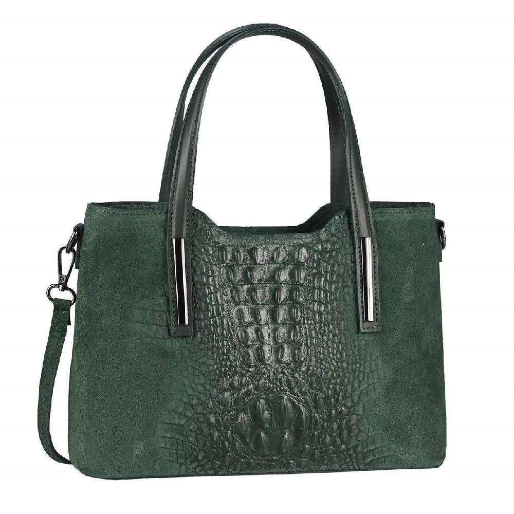 OBC MADE IN ITALY DAMEN Echt LEDER TASCHE KROKO-Prägung Business Shopper Wildleder Schultertasche Handtasche Ledertasche Umhängetasche Fabrikpreis