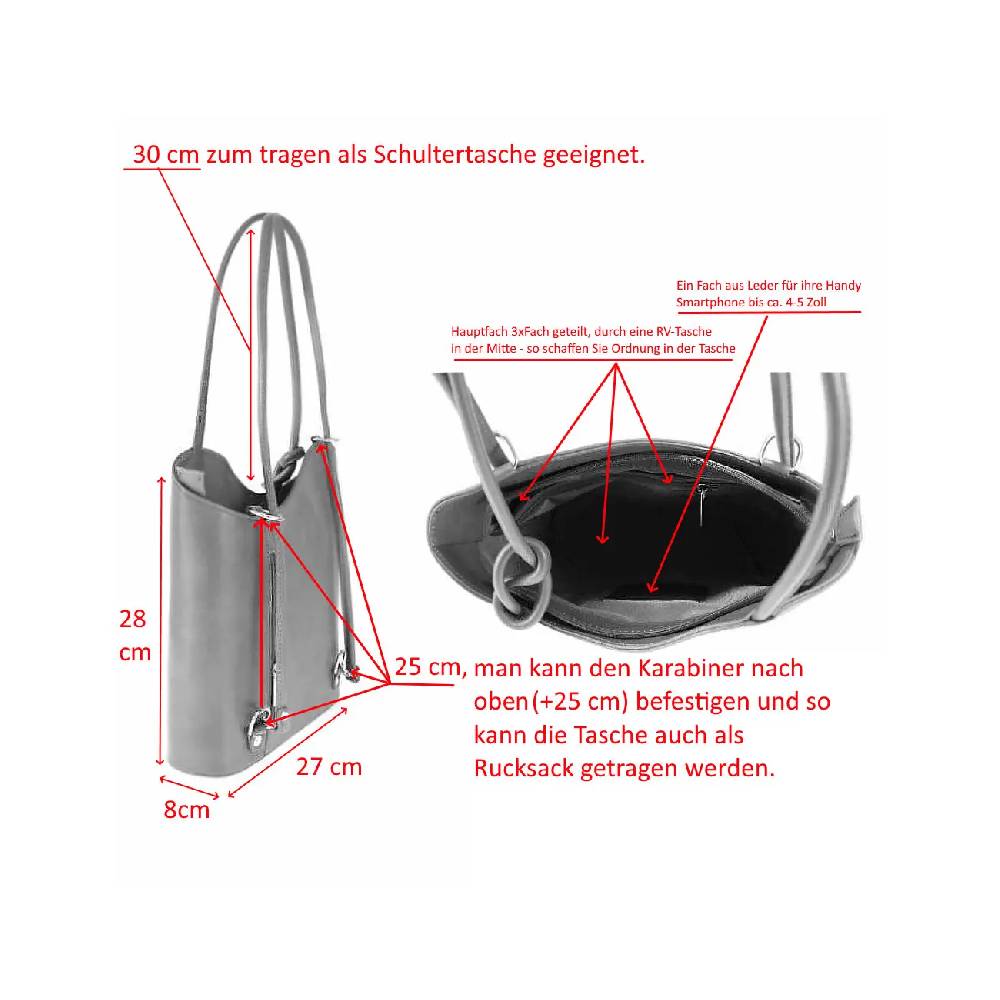 ITALY DAMEN LEDER HANDTASCHE RUCKSACK Umhängetasche Schultertasche Shopper Henkeltasche Ledertasche Backpack Lederrucksack Sonderangebot