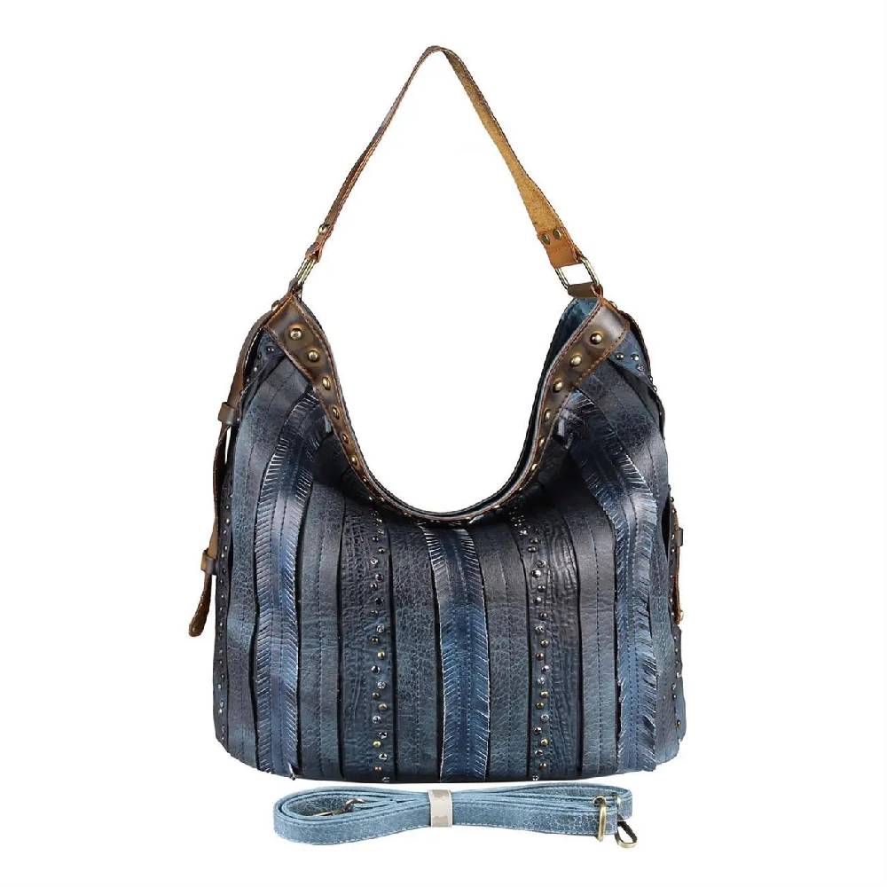 OBC DAMEN TASCHE HANDTASCHE Hobo Bag Schultertasche Nietentasche Shopper Strasssteine Umhängetasche Henkeltasche Beuteltasche Kunst-Leder Weihnachtsangebot