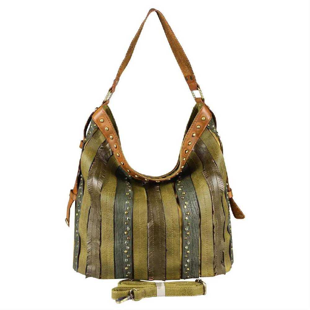 OBC DAMEN TASCHE HANDTASCHE Hobo Bag Schultertasche Nietentasche Shopper Strasssteine Umhängetasche Henkeltasche Beuteltasche Kunst-Leder Weihnachtsangebot
