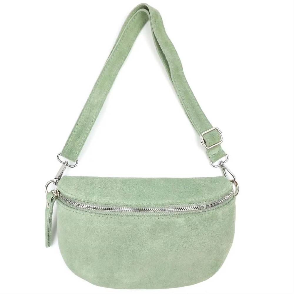 Made in Italy DAMEN LEDER TASCHE Gürteltasche Crossbody Hüfttasche Bauchtasche Umhängetasche Wildleder Brusttasche CrossOver Bodybag Schultertasche Handytasche Geldtasche Schminktasche Kosmetiktasche Zeitlich begrenztes Angebot