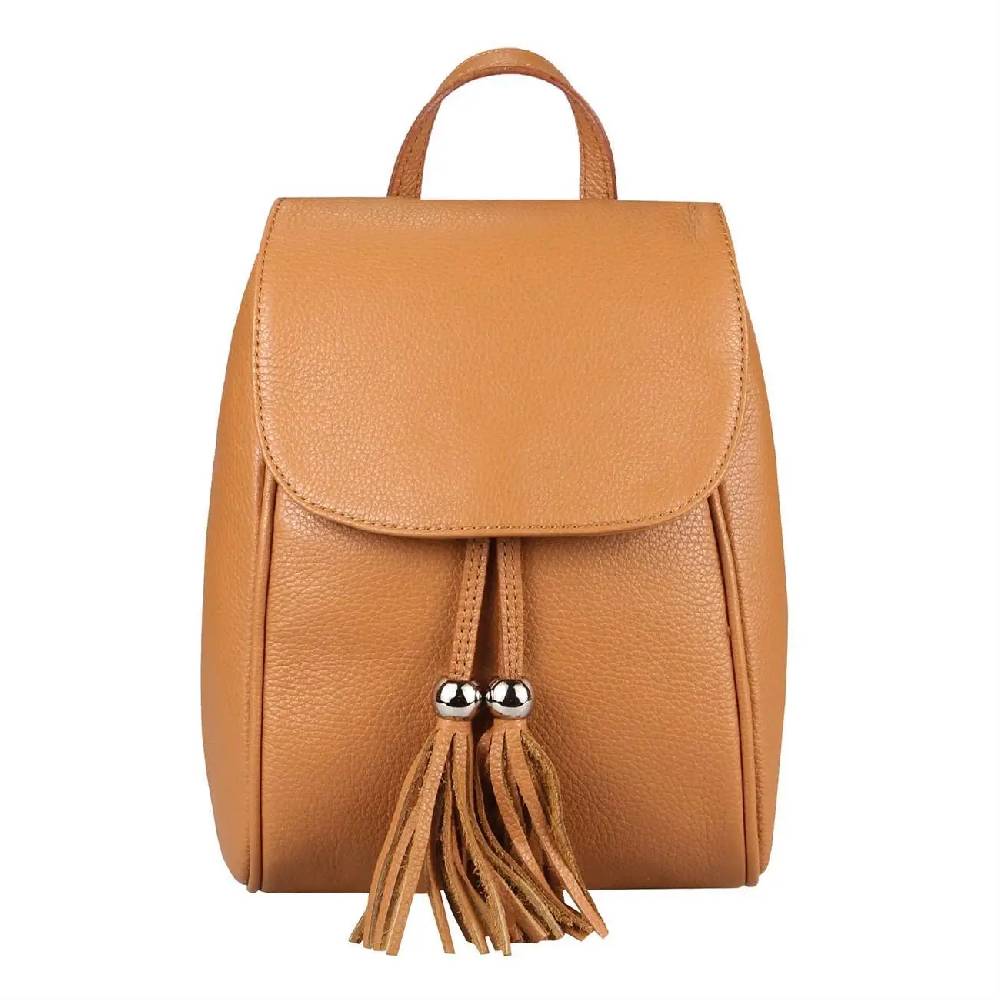 OBC Made in Italy Damen Echt Leder Rucksack Cityrucksack Backpack Daypack Schultertasche Lederrucksack Handtasche Stadtrucksack Neuheiten