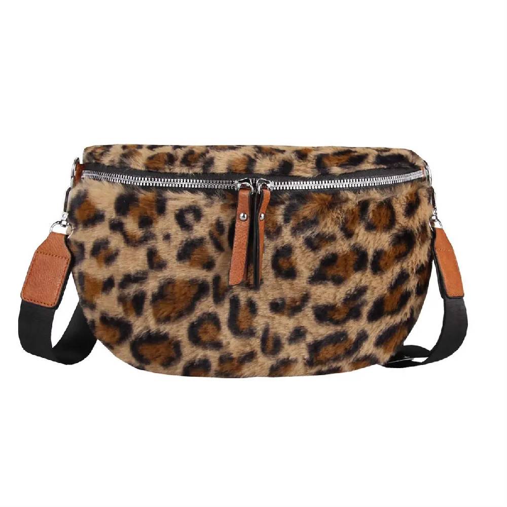 OBC DAMEN LEOPARDEN PRINT Tasche Teddyfell Plüsch Bauchtasche Hüfttasche Schultertasche Fell Bodybag Umhängetasche Crossbody Teddyplüsch Handytasche Crossbag Gürteltasche Wintertasche Riesige Ersparnisse