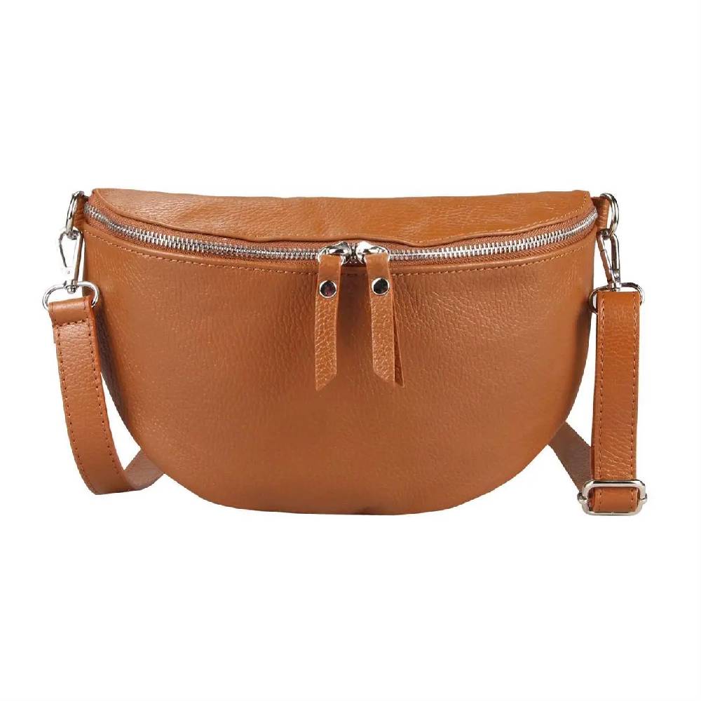 OBC Made in Italy Damen Leder Tasche Medium Handytasche Gürteltasche Crossbody Hüfttasche Bauchtasche Umhängetasche Cross-Over Bodybag Schultertasche Kosmetiktasche Super Sparpreis