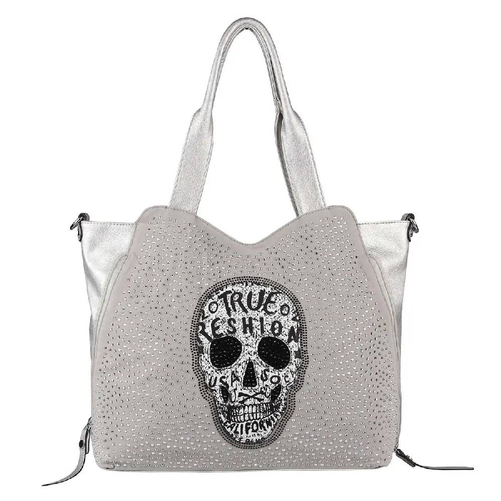 OBC XXL Damen Totenkopf Tasche Handtasche Skulls Shopper Beuteltasche Schultertasche Umhängetache Reisetasche Weekender Schädel Gothic Bag Discount Store für neue Produkte