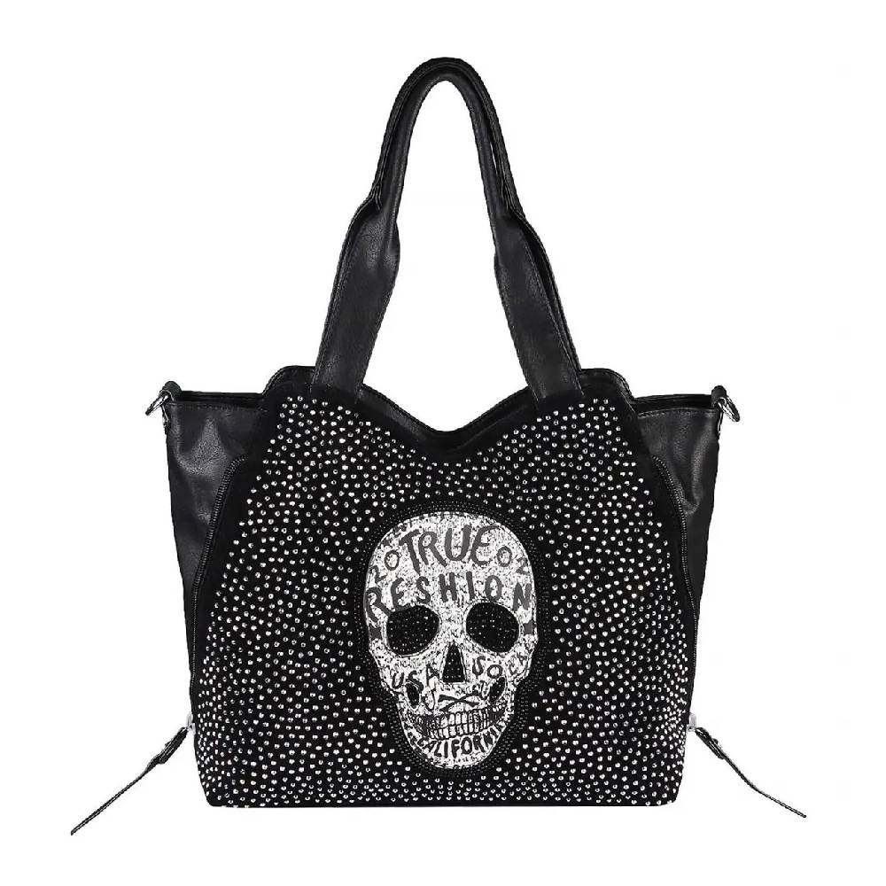 OBC XXL Damen Totenkopf Tasche Handtasche Skulls Shopper Beuteltasche Schultertasche Umhängetache Reisetasche Weekender Schädel Gothic Bag Discount Store für neue Produkte
