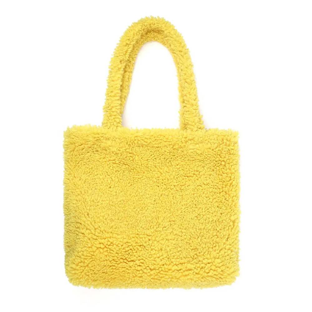 Made in Italy Damen Teddyfell Tasche Shopper Tote Bag Handtasche Plüsch Schultertasche Teddytasche Pelz Damentasche Felltasche Wintertasche Super Rabatt