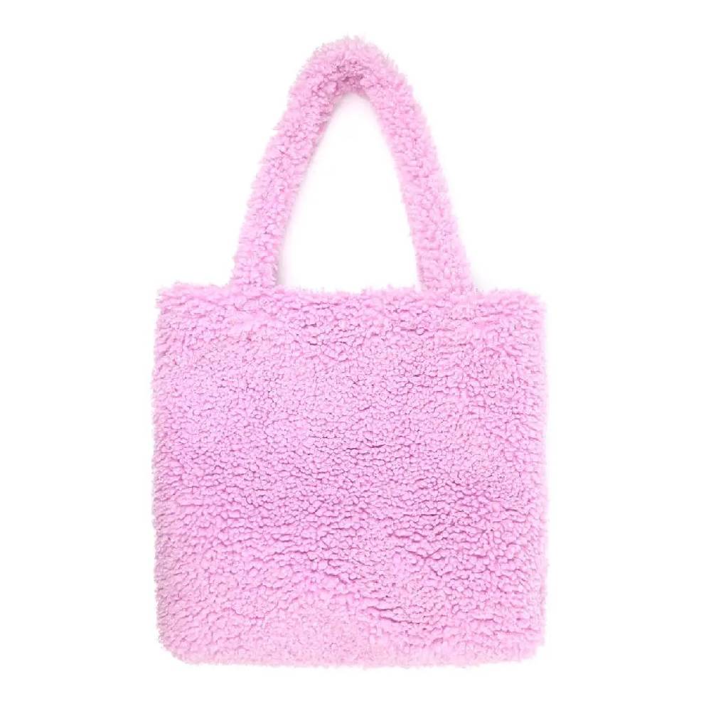 Made in Italy Damen Teddyfell Tasche Shopper Tote Bag Handtasche Plüsch Schultertasche Teddytasche Pelz Damentasche Felltasche Wintertasche Super Rabatt