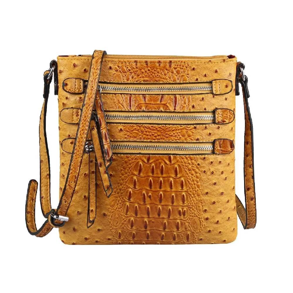 OBC Damen Tasche Kroko-Strauss Optik Schultertasche Umhängetasche Crossbody Bag 50% Rabatt mit kostenlosem Versand