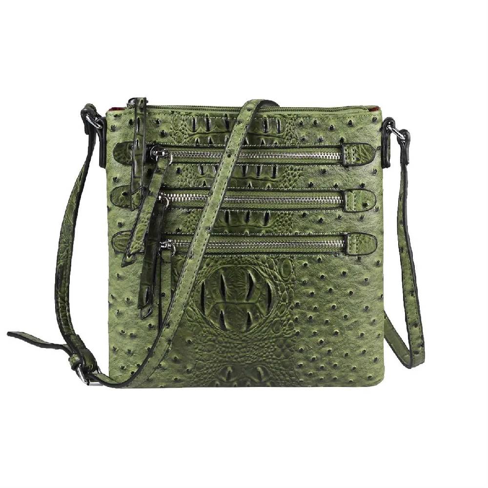 OBC Damen Tasche Kroko-Strauss Optik Schultertasche Umhängetasche Crossbody Bag 50% Rabatt mit kostenlosem Versand