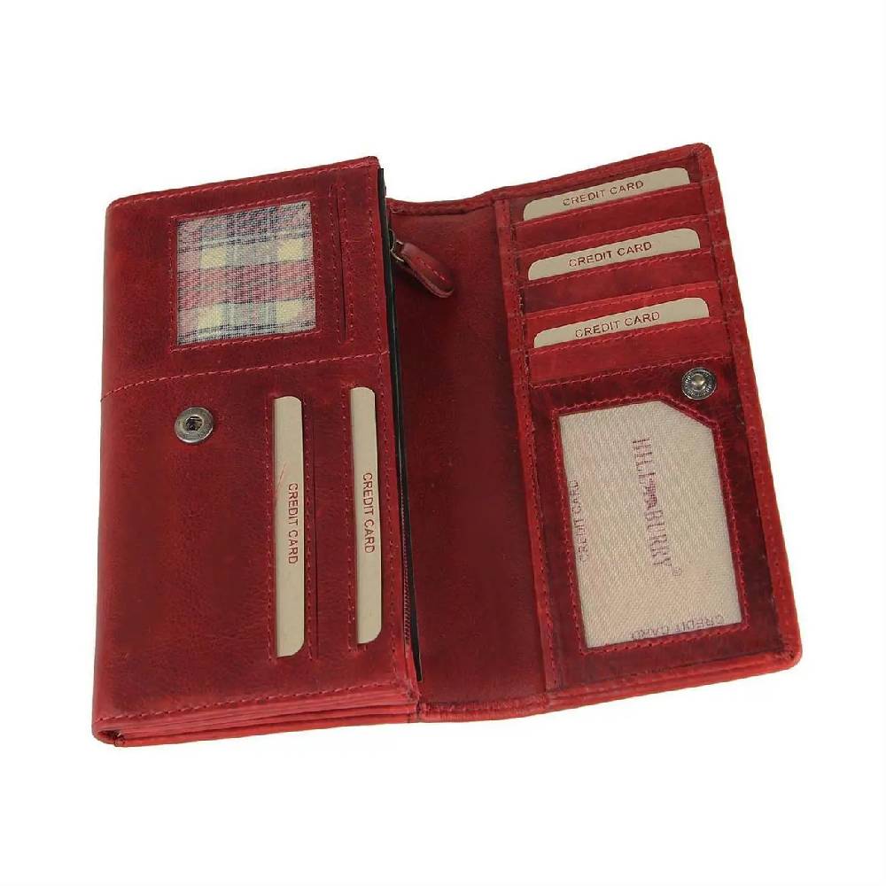 Hill Burry Geldbörse Portemonnaie Kreditkartenetui hochwertiges Leder in Vintage Used Look 18x11x3 cm (BxHxT) Black Friday Preise