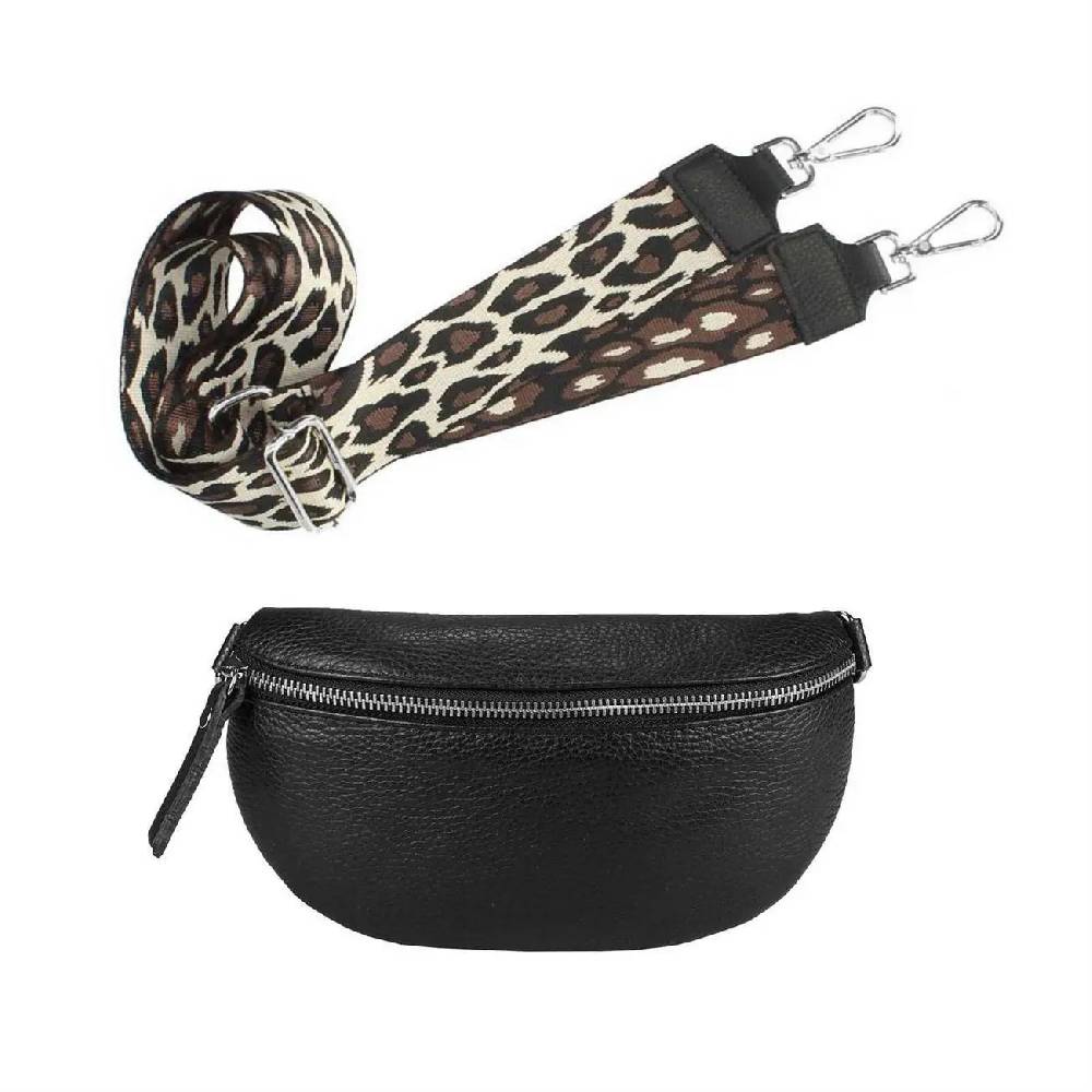 Made in Italy OBC DAMEN SET Gürteltasche + Schultergurt LEDER Crossbody Hüfttasche Bauchtasche Umhängetasche Brusttasche CrossOver Bodybag Schultertasche Handytasche Geldtasche Tasche Kosmetiktasche zollfrei