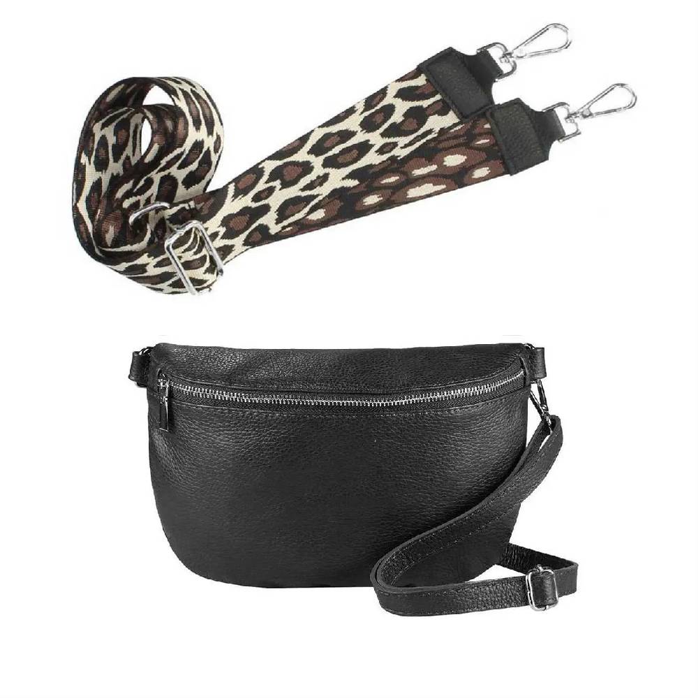 Made in Italy OBC DAMEN SET Gürteltasche + Schultergurt LEDER Crossbody Hüfttasche Bauchtasche Umhängetasche Brusttasche CrossOver Bodybag Schultertasche Handytasche Geldtasche Tasche Kosmetiktasche zollfrei