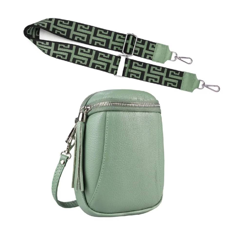 Made in Italy OBC DAMEN SET Schultertasche + Schultergurt LEDER Crossbody Umhängetasche Brusttasche CrossOver Bodybag Schultertasche Handytasche Geldtasche Tasche Kosmetiktasche Auslauf