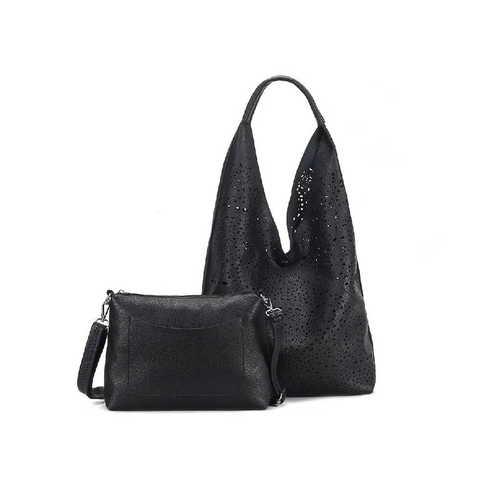 OBC DAMEN TASCHE XXL SET 2in1 Shopper Hobo Bag Schultertasche Cross Over Body Bag Umhängetasche Beuteltasche Handtasche Leder Optik Angebote