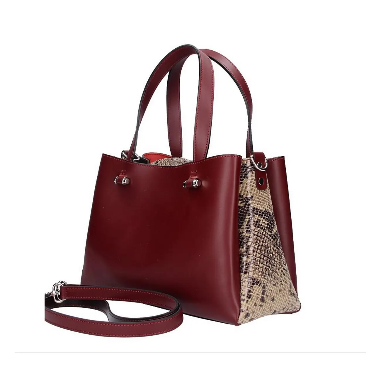 Made in Italy DAMEN LEDERTASCHE Shopper Schultertasche Handtasche Umhängetasche Metallic Python Muster Meist gekauft