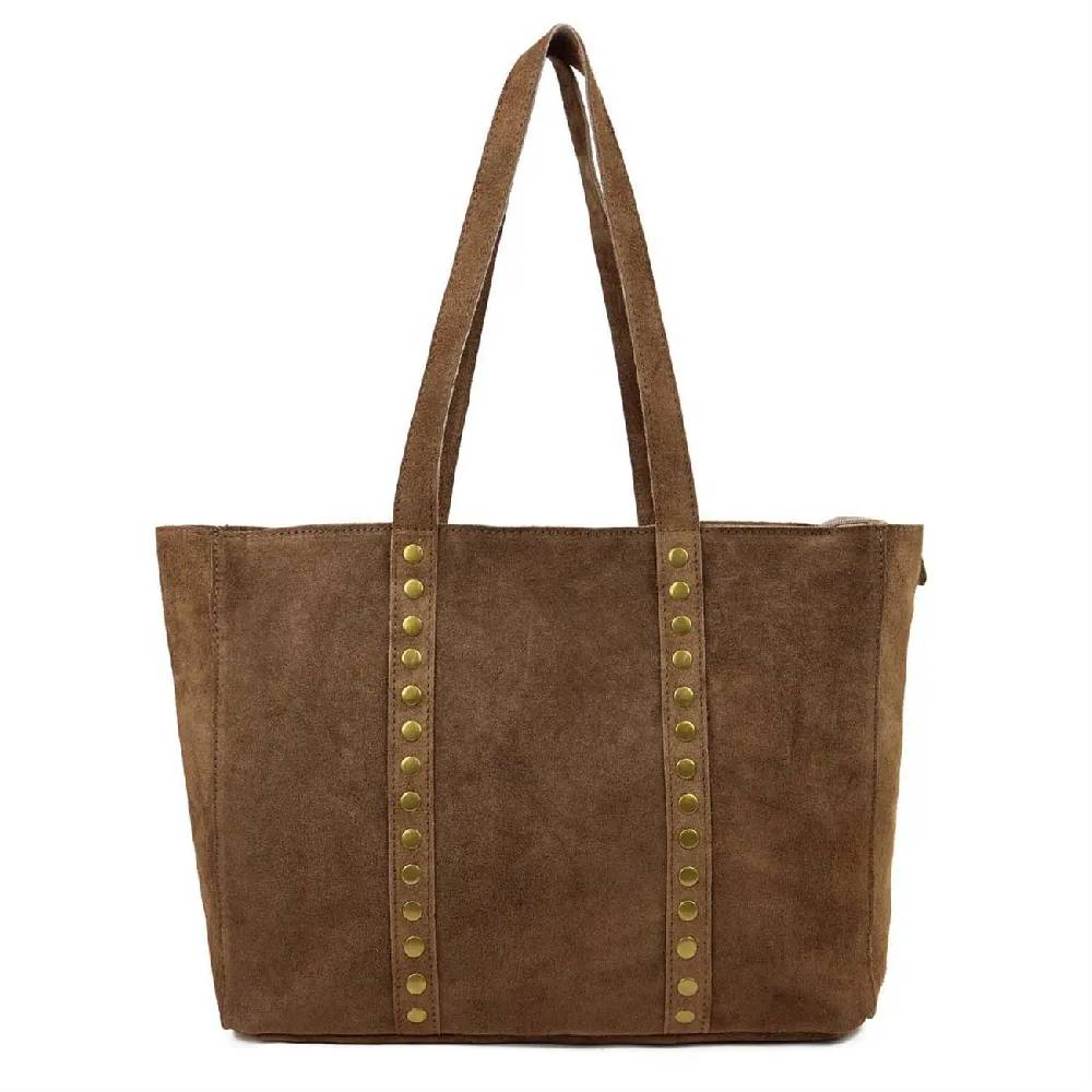 OBC Made in Italy Damen Leder Tasche Handtasche Umhängetasche Reisetasche Shopper Wildleder Schultertasche Tote Bag Ledertasche Henkeltasche Weekender T030 Exklusivangebot