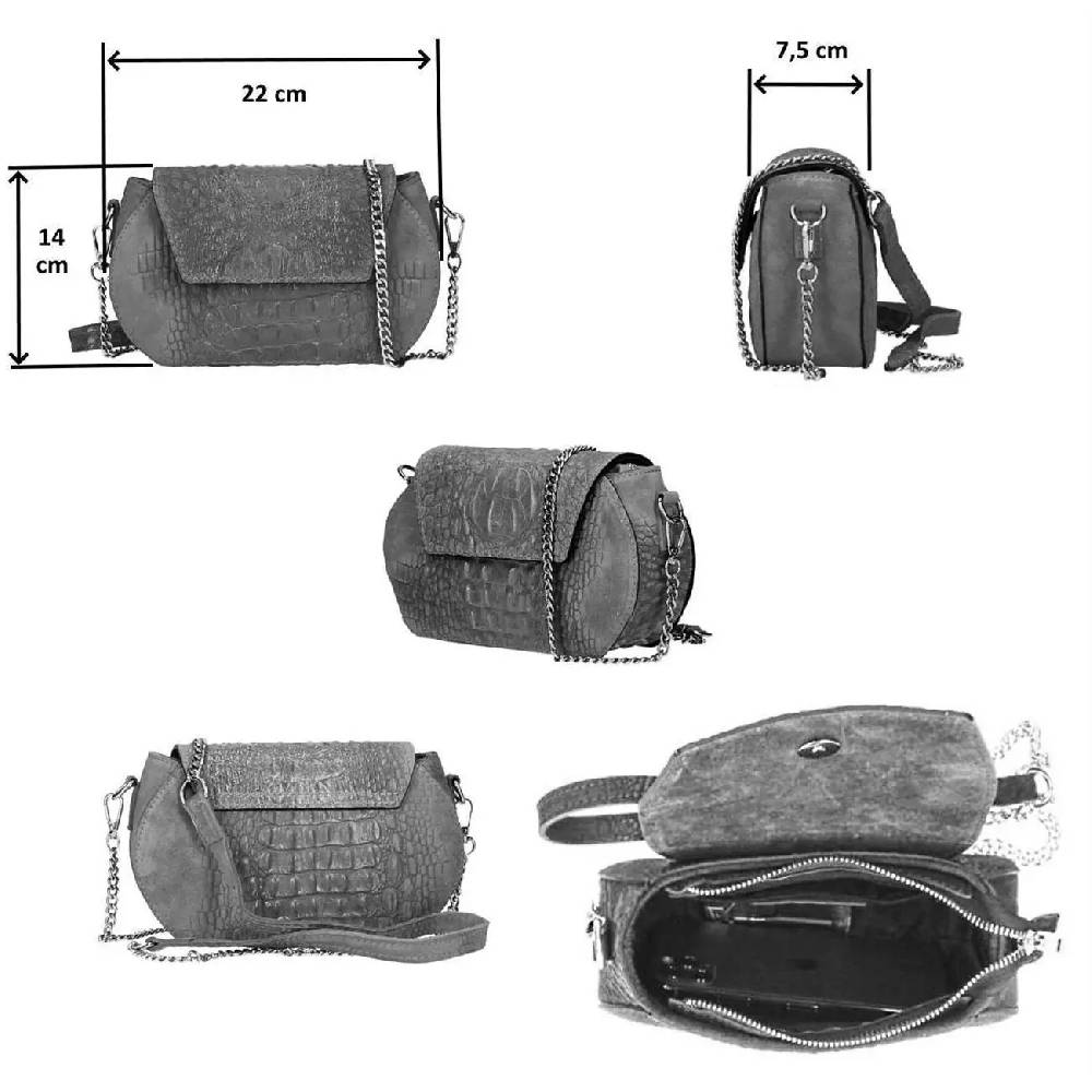 OBC Made in Italy Damen Leder Tasche Kroko Prägung oder Glattleder Umhängetasche Clutch Wildleder Handtasche Ledertasche Schultertasche Preisnachlass