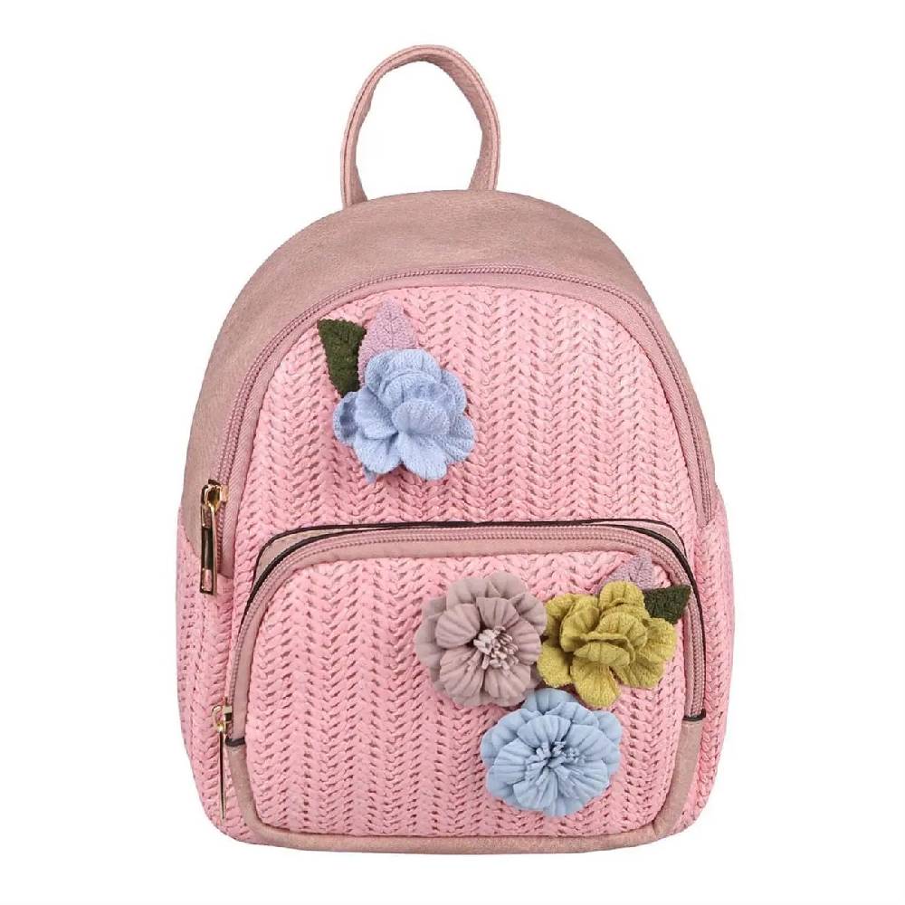 ital-design DAMEN BLUMEN MINI-RUCKSACK Backpack Tasche Daypack Cityrucksack Leder Optik Schultertasche Flechtoptik Stadtrucksack Heißer Verkauf