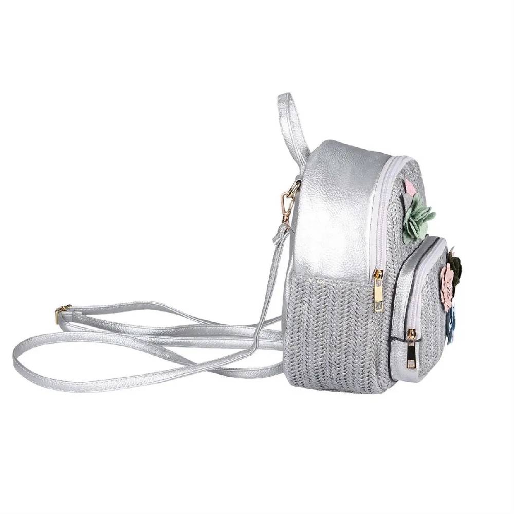 ital-design DAMEN BLUMEN MINI-RUCKSACK Backpack Tasche Daypack Cityrucksack Leder Optik Schultertasche Flechtoptik Stadtrucksack Heißer Verkauf