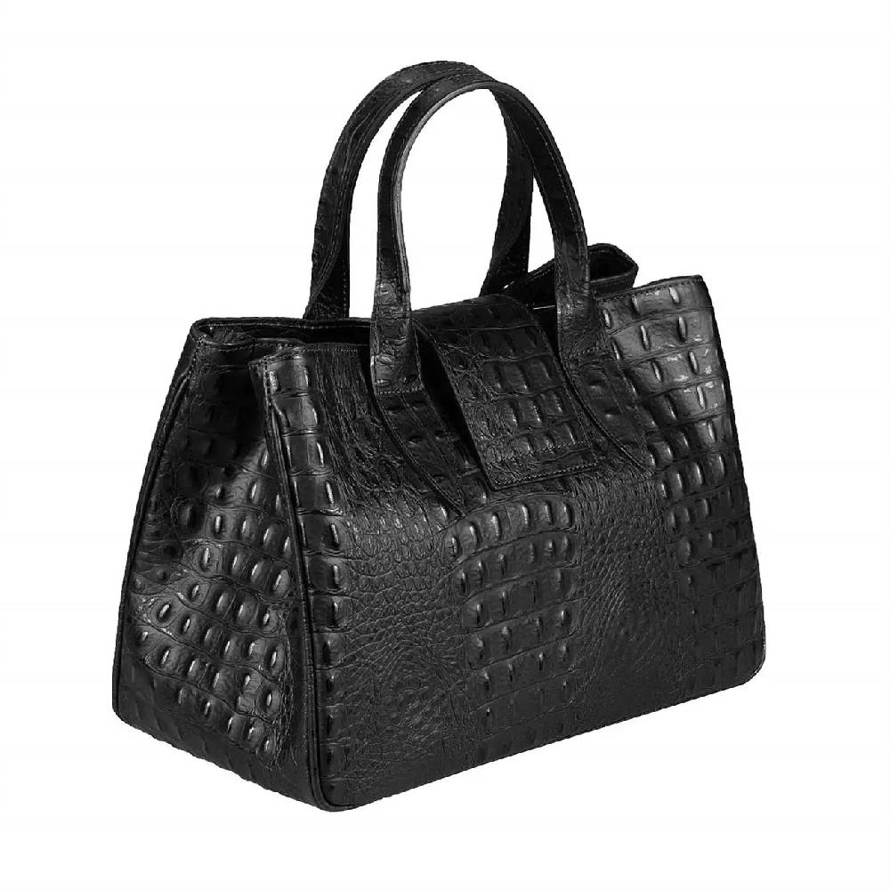 OBC Made in Italy Damen Echt Leder Tasche Business Shopper Glattleder oder Kroko Print Prägung Henkeltasche Schultertasche Handtasche Ledertasche Umhängetasche Hobo Tote Bag Große Rabatte