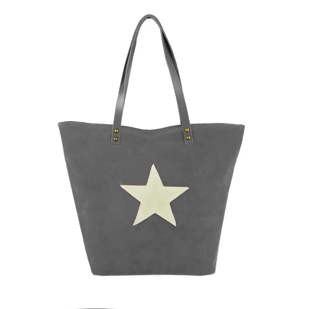 OBC Made in Italy Damen Tasche Leder Velourleder Wildleder Stern Shopper Schultertasche Umhängetasche Räumungsverkauf