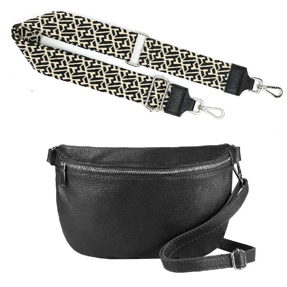 Made in Italy OBC DAMEN SET Gürteltasche + Schultergurt LEDER Crossbody Hüfttasche Bauchtasche Umhängetasche Brusttasche CrossOver Bodybag Schultertasche Handytasche Geldtasche Tasche Kosmetiktasche Tägliche Deals