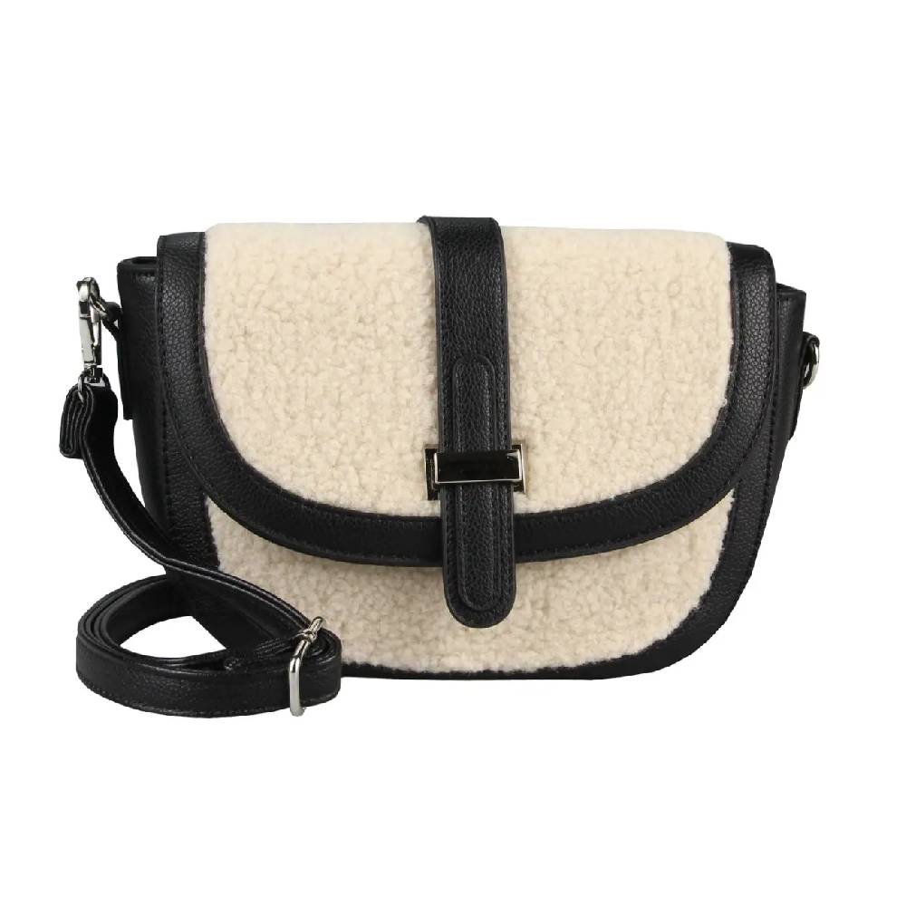 Damen Teddyfell Tasche Schultertasche Crossbody Kunstfell Umhängetasche CrossOver Überschlagtasche Bodybag Pelz Fell Plüsch Letzter Tag
