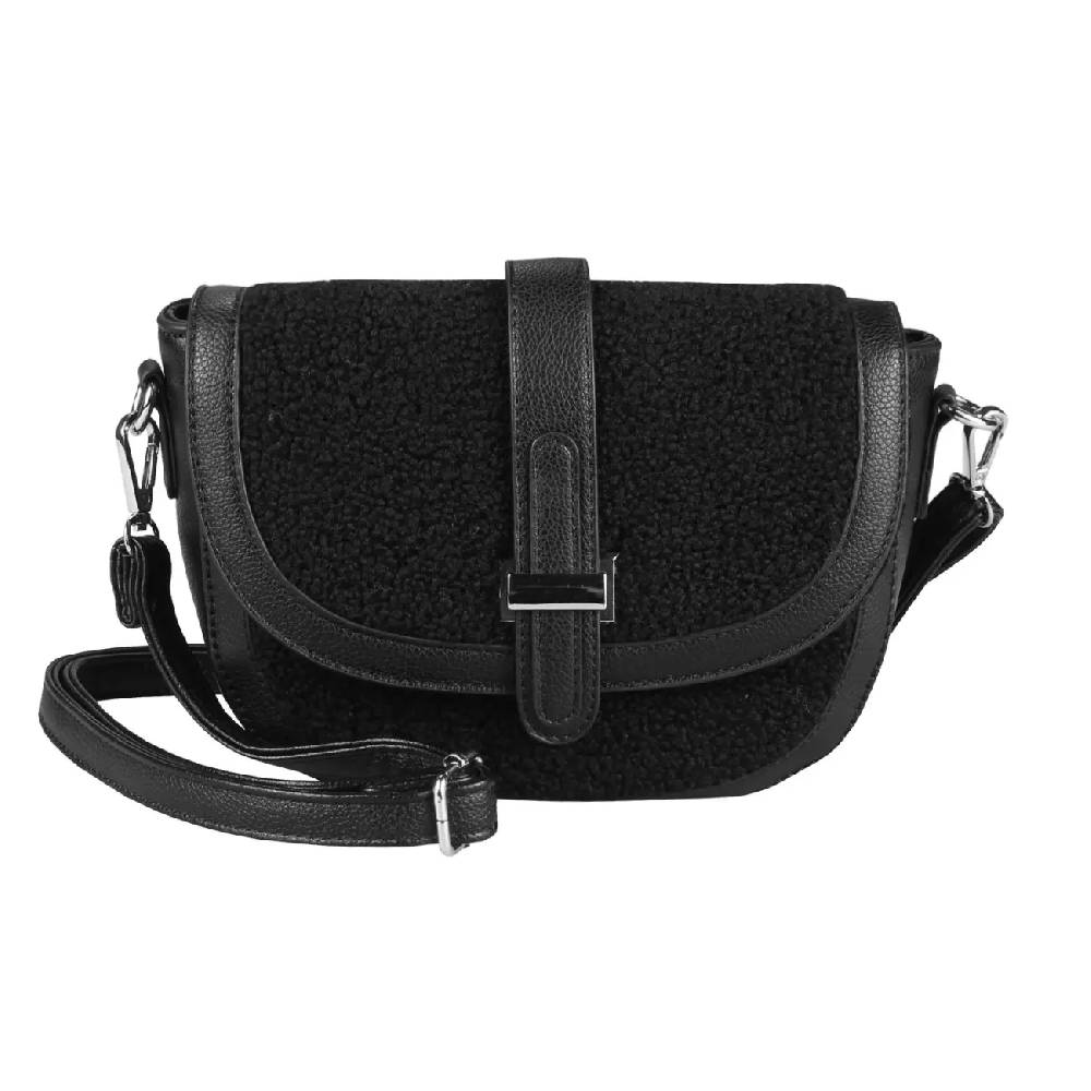 Damen Teddyfell Tasche Schultertasche Crossbody Kunstfell Umhängetasche CrossOver Überschlagtasche Bodybag Pelz Fell Plüsch Letzter Tag