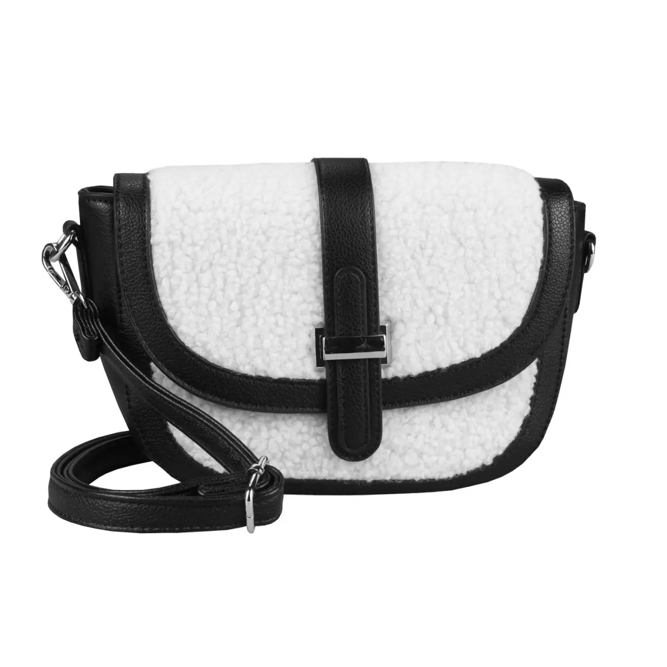 Damen Teddyfell Tasche Schultertasche Crossbody Kunstfell Umhängetasche CrossOver Überschlagtasche Bodybag Pelz Fell Plüsch Letzter Tag