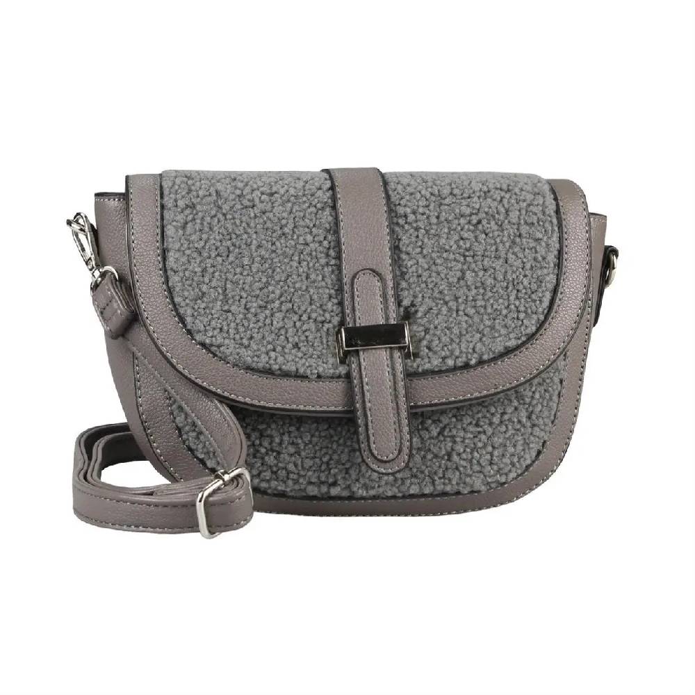 Damen Teddyfell Tasche Schultertasche Crossbody Kunstfell Umhängetasche CrossOver Überschlagtasche Bodybag Pelz Fell Plüsch Letzter Tag